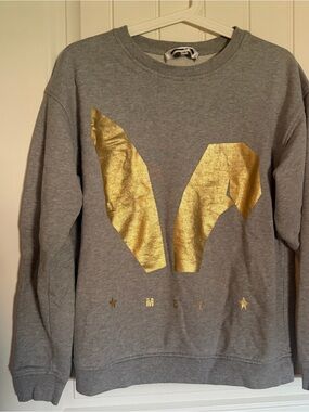 Alexander McQueen Gray Sweatshirt with Metallic Gold Graphic